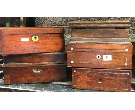 SHELF OF VARIOUS WOODEN BOXES - SOME A/F