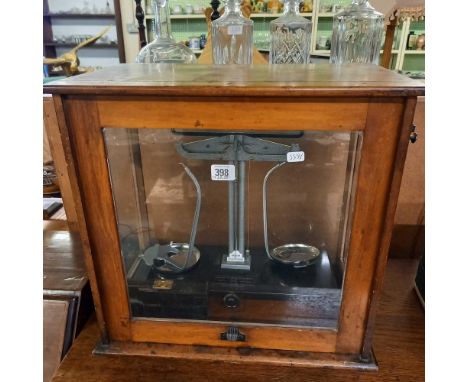 GLAZED DISPLAY CASE OF GRIFFIN SCALES &amp; WEIGHTS
