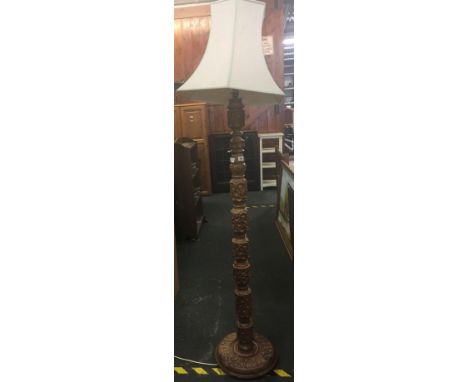 CARVED STANDARD LAMP WITH SHADE