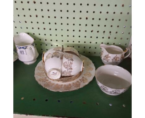 SHELF OF CROWN ROYAL TEA WARE &amp; PARAGON TEA WARE 