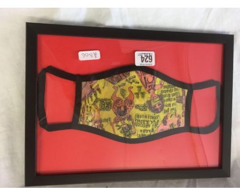 FRAMED GRAYSON PERRY (b1960) 'WE SHALL CATCH IT ON THE BEACHES' FACE COVERING