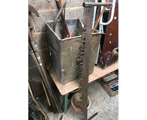 ALUMINIUM CHEST OF GARDENING TOOLS &amp; POTS