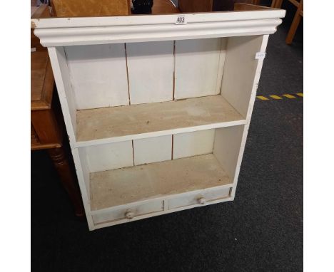 WHITE PAINTED WALL SHELF WITH 2 DRAWERS 