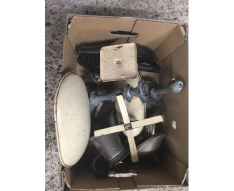 CARTON WITH SET OF KITCHEN SCALES &amp; VARIOUS OTHER METAL WORK