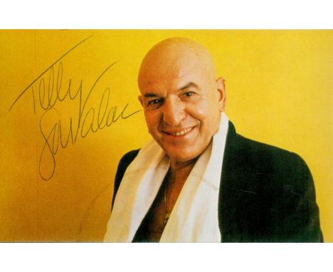 Kojak actor Telly Savalas signed 5 x 3 inch colour portrait photo. Good condition. All autographs come with a Certificate of 