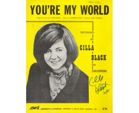 CILLA BLACK (1943-2015) Singer vintage 1963 signed 'You're My World'' Sheet Music. Good condition. All autographs come with a