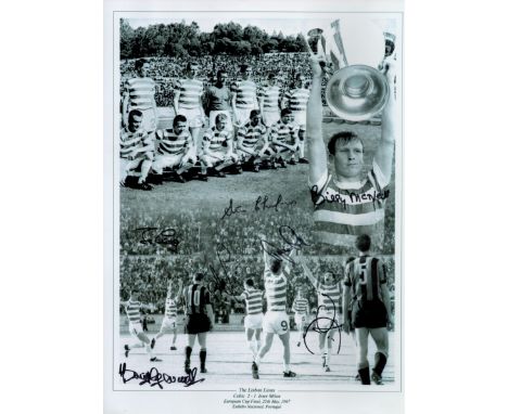 Celtic Lisbon Lions multiple signed 16 x 12 inch colour photo. Signed by Jim Craig, Tommy Gemmell, Billy McNeil, John Clark, 