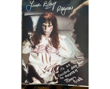 The Exorcist 14x11 photo signed by Linda Blair and Eileen Dietz who has added It's an excellent day for an exorcism - rare in