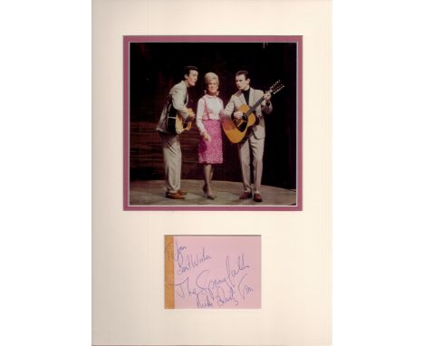 THE SPRINGFIELDS 1960s Trio signed vintage page inc. Dusty (1939-1999), Tom (1934-2022) and Mike with 12x16 mounted Photo. Go
