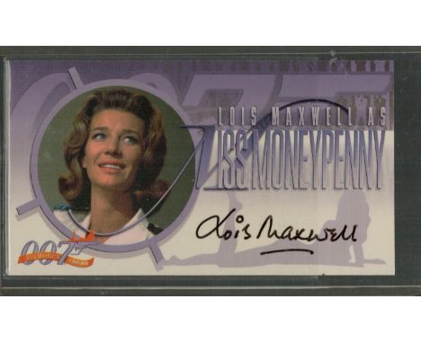 Lois Maxwell signed Miss Moneypenny 5x3 007 vintage trading card. Good condition. All autographs come with a Certificate of A