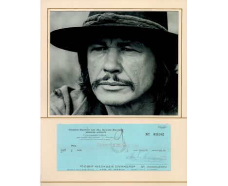 CHARLES BRONSON (1921-2003) Actor signed vintage 1978 cheque with mounted 11x14 Photo. Good condition. All autographs come wi