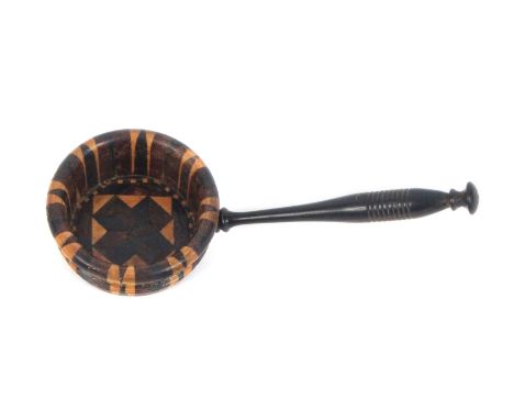 A Tunbridge ware caddy spoon, the stick ware bowl on turned rosewood handle, 9cms. &nbsp; &nbsp; &nbsp; &nbsp; &nbsp; &nbsp; 