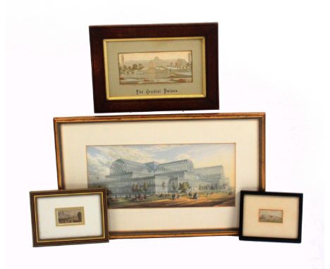 Images of Crystal Palace, a colour print of Crystal Palace by George Baxter, mounted, glazed and framed, image 13 x 29cms, tw