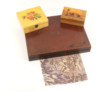 A mixed lot, comprising a floral decorated white wood reel box with printed internal label for ‘J and P Coats’, containing bu