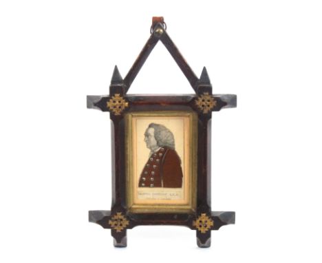 A framed cloth embellished print ‘Samuel Johnson, L.L.D. – Leviathan of Literature’, his cloth coat embellished with thirteen