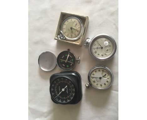 TUB WITH QTY OF STOP WATCHES BY SMITH'S, INGERSOLL &amp; OTHER MAKES, AN ALTIMETER &amp; COMPASS 
