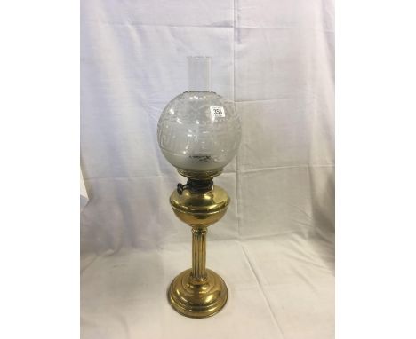 BRASS OIL LAMP, 26" HIGH
