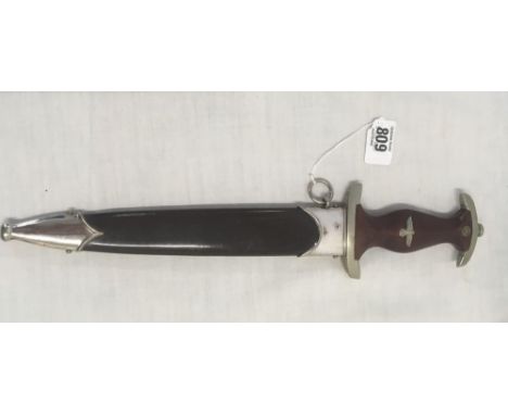 AN EARLY MODEL GERMAN S.A.DAGGER BY HERM. KONEJUNG. WITH NICKEL FITTINGS &amp; BROWN ANODIZED SCABBARD. LOWER CROSS GUARD MAR