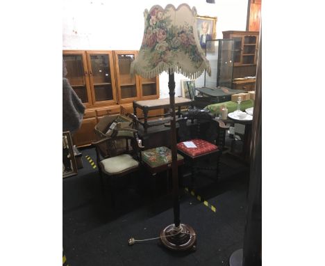 MAHOGANY STANDARD LAMP &amp; SHADE