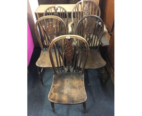 4 WHEEL BACK DINING CHAIRS &amp; 1 WHEELED BACK CARVER DINING CHAIR