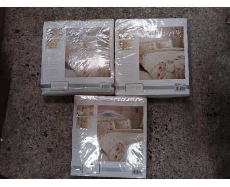 2 SUMMER BOUQUET FITTED VALANCE SHEETS &amp; A PAIR OF 72" LINED CURTAINS BY VANTONA, NEW IN PACKETS