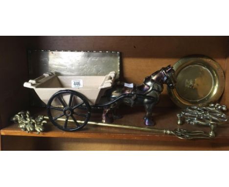 METAL CART &amp; HORSE &amp; OTHER BRASS WARE 