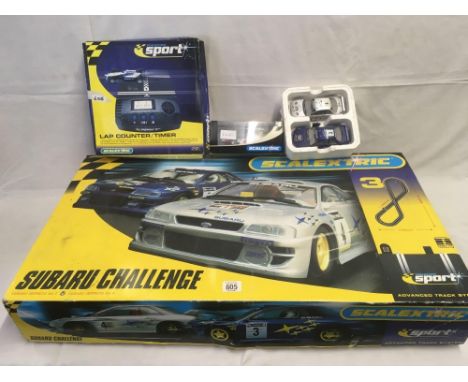 SCALEXTRICS SET WITH LAP COUNTER &amp; CARS