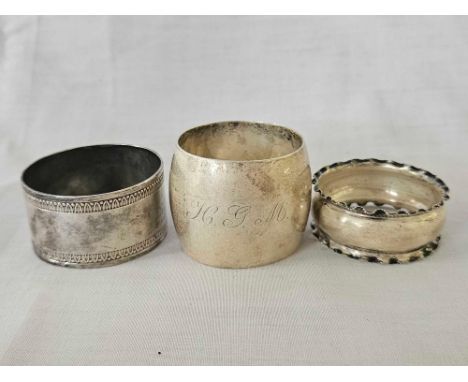 2 SILVER NAPKIN RINGS &amp; 1 OTHER