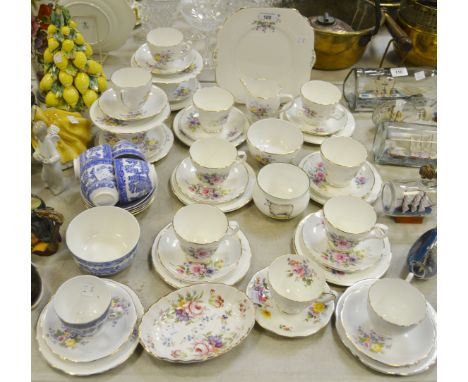 Teawares - a Crown Trent part tea service; a Staffordshire part tea service; a Royal Crown Derby Derby Posies pattern cup and