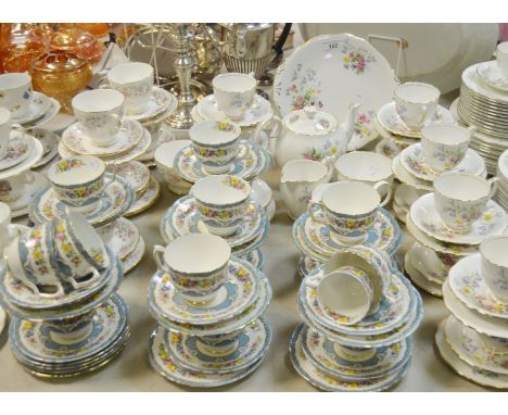 Teawares - a Colclough part tea service; a Queen Anne Old Country spray part tea service; a Staffordshire part tea service (3