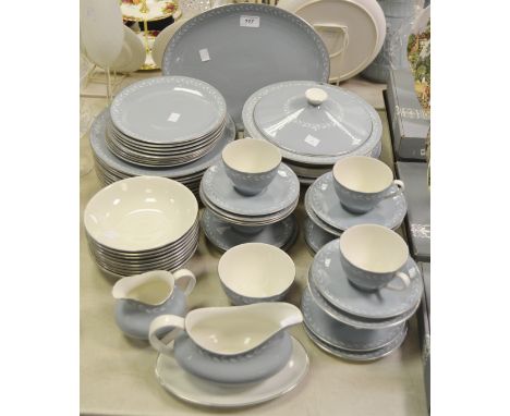 A comprehensive Royal Doulton dinner service for six, comprising tureens, sauce boats, cups and saucers etc