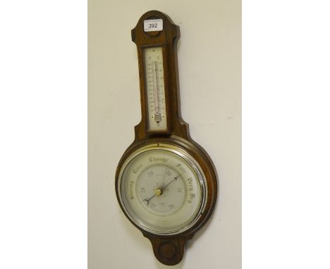 An oak wheel barometer of small proportions, c.1930