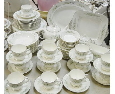 A comprehensive Wedgewood  dinner and tea service for twelve comprising of a teapot, cups, saucers, dinner plates; etc, qty