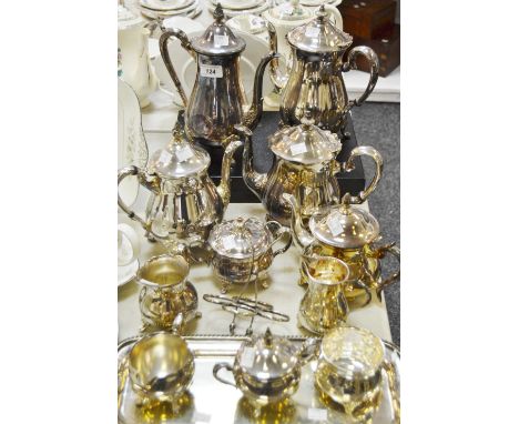 Silver Plated Ware  - s silver plated tray, gadrooned border; silver plated teapot, coffee pot, cream jug; sucrier;  etc qty 