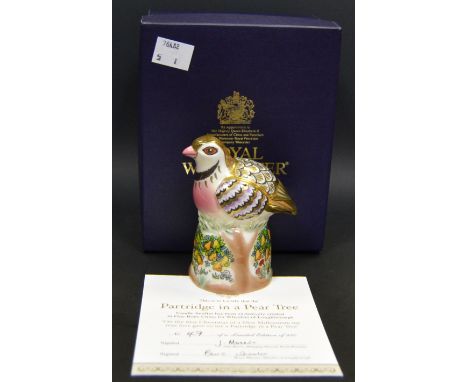A Royal Worcester, Partridge in a Pear Tree model, boxed , signed Henry Sanden, certificate 