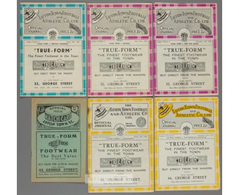 Six Luton Town 1930s home programmes,FAC3 v Arsenal 13th January 1934; F.L. Division Three (South) v Aldershot 28th March 193