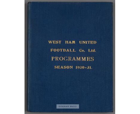 Bound volume of West Ham United home programmes season 1930-31,comprising first team (Football League Div 1) and reserves (Lo