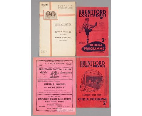 Eleven Brentford 1930s home programmes,season 1932-33 v Bristol Rovers, Cardiff City, Exeter City, Clapton Orient, Newport Co