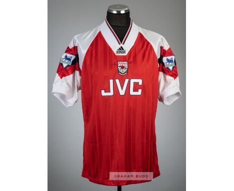 Ian Wright red Arsenal no.8 home jersey, season 1993-94,Adidas, short-sleeved with THE FA PREMIER LEAGUE sleeve badges, club 