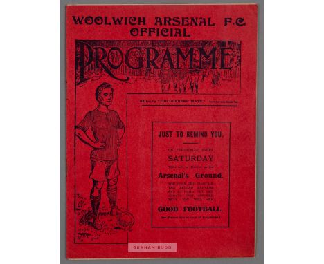 A double header match programme of Woolwich Arsenal v Leeds City, first season played at Highbury, 6th December 1913 and the&