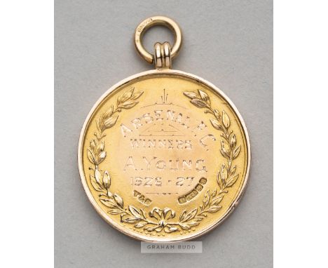 London Football Combination 1926-27 winner's medal awarded to Arsenal's Andy Young,&nbsp; obverse with LONDON FOOTBALL COMBIN