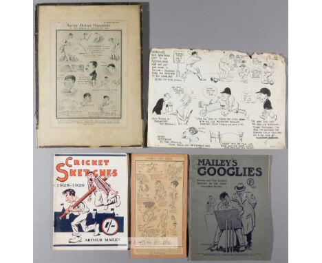 A group of caricatures originally owned by and featuring the cricketer Percy Fender, including an original artist drawn examp