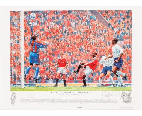 Three signed "The Triple" Manchester United series limited edition posters,comprising a signed “The Treble Part I – The Premi