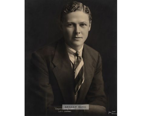 Original b & w studio portrait of England's young test Captain A.P.F. Chapman,  taken by Jean Bowes, Scarborough, featuring t