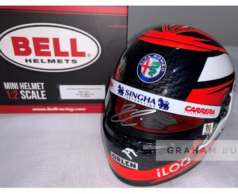 Kimi Räikkönen signed 2020 Alfa Romeo Model Helmet (1:2 Scale),signed on visor with silver sharpie, with COA and photo proof