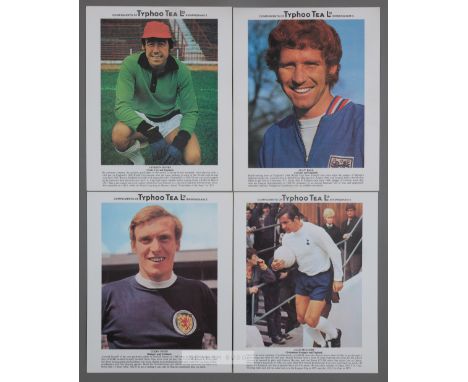 Set of 24 Typhoo Tea famous football player profile collector's cards, comprising Alan Ball, Gordon Banks, George Best, Bobby