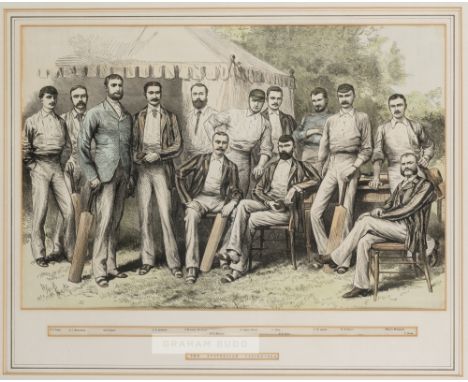 Selection of cricketing prints and magazine supplement print,including The Cricket match Australia v England at Kennington Ov