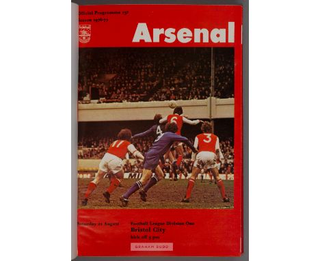 Arsenal F.C. League Div. I. 1976-77 bound volume of match programmes,red hardback cover with ARSENAL F.C. LEAGUE DIV. I. 1976