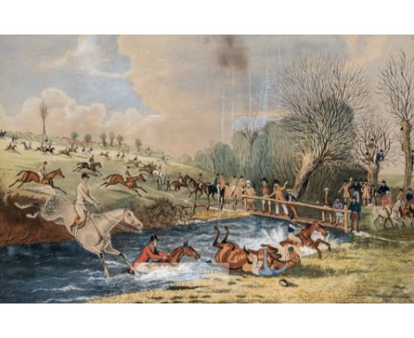 Three 20th century watercolours of horse racing and hunting scenes after Henry Thomas Alken (British, 1785-1851), comprising 