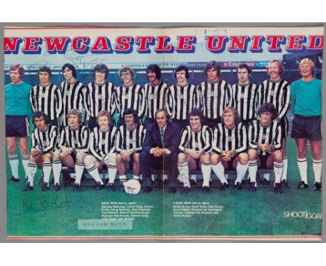 Newcastle United 1975-76 autographed large colour double page team photograph pre-season from Shoot/Goal,signed by complete p